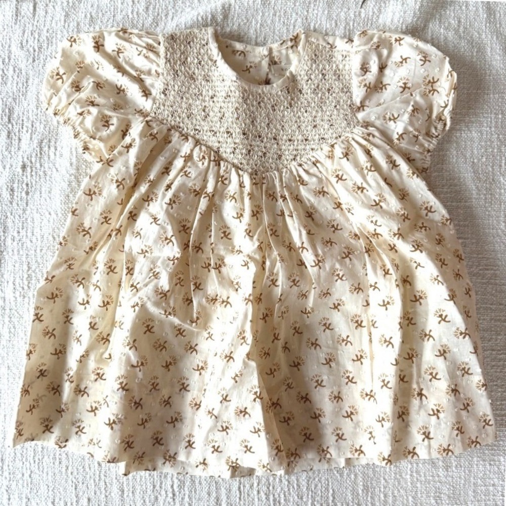 Noralee Cream Floral Smocked Puff Sleeve Dress‎ Baby Girls 18 Months